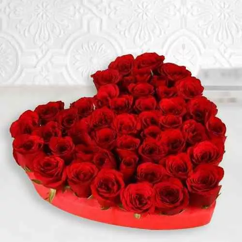 Ship Red Roses Heart Arrangement 