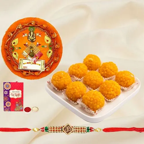 Boondi Rakhi with Thali Set