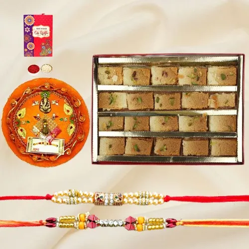 Fabulous Rakhi with Milk Cake n Thali