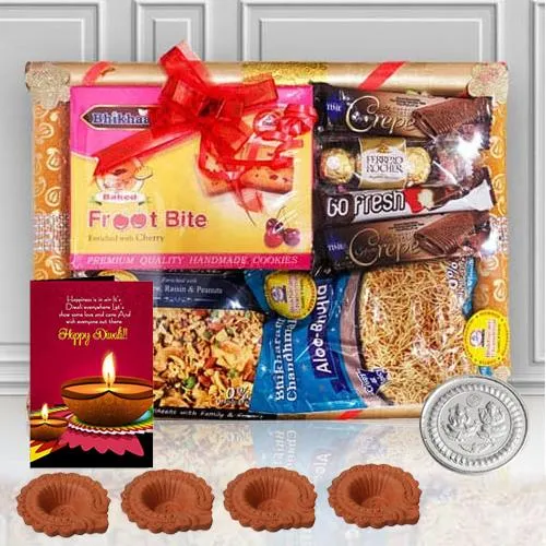 Amazing Diwali Gifts of Chocolates Snacks n Diya Free Coin