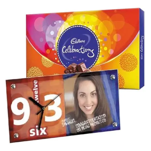 Admirable Personalized Photo Table Clock n Cadbury Celebrations