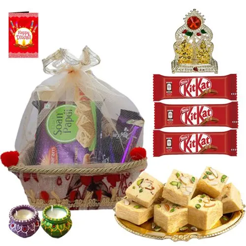 Diwali Sweets Hamper with Diyas N Mandap Decor