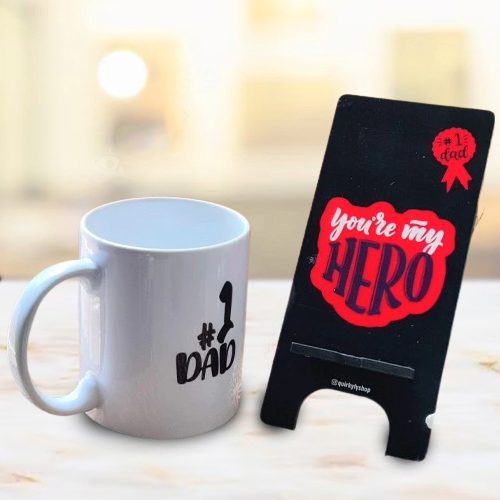 Lovely Combo of Coffee Mug N Mobile Stand for Dad