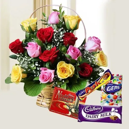 Buy Assorted Roses N Cadbury Celebrations Combo