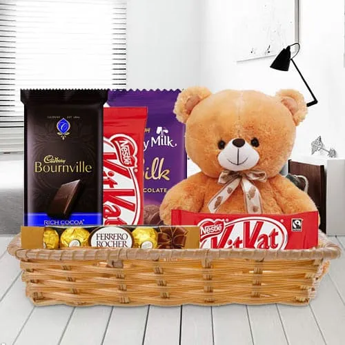 Send Basket of Chocolates with Teddy
