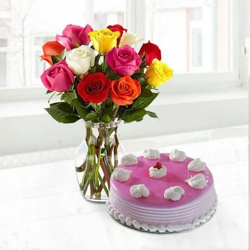 Order Tempting Cake n Roses for Mom