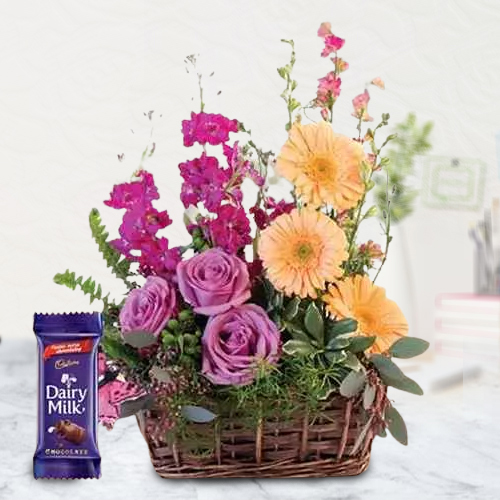 Buy Assorted Flowers N Cadbury Chocolates Online 
