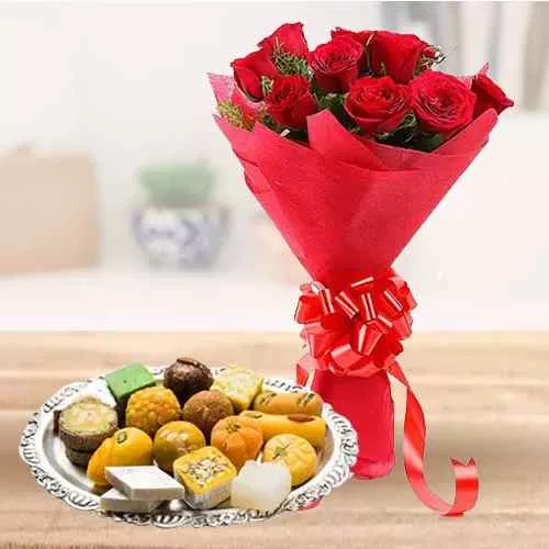 Deliver Red Roses Bunch and Sweets