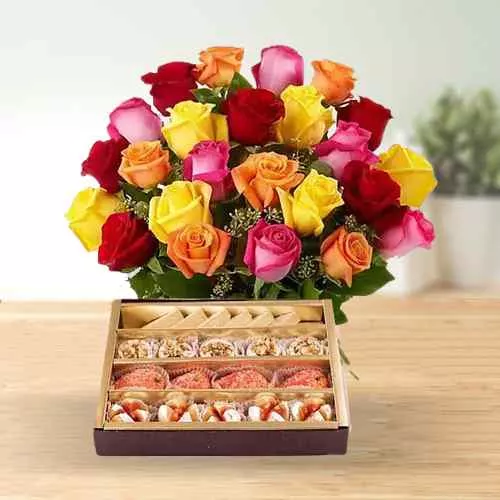Shop Mixed Roses and Assorted Sweets Online