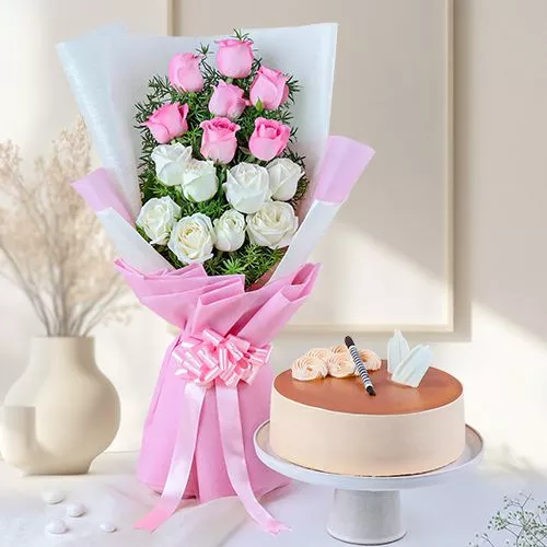 Graceful Roses n Cake Combo