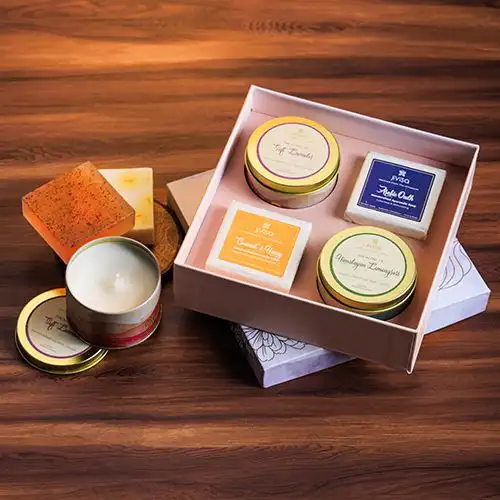 Splendid Ayurvedic Soap N Soy Wax Candles Gift Box