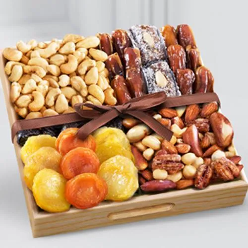 Ship Healthy Snacks time Dry Fruits in a Wooden Tray