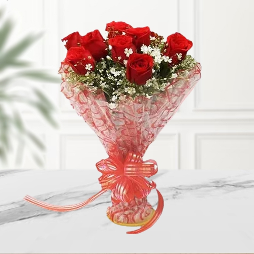 Send Dutch Red Roses Hand Bunch Online