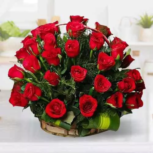 Shop for Premium Red Roses in a Basket