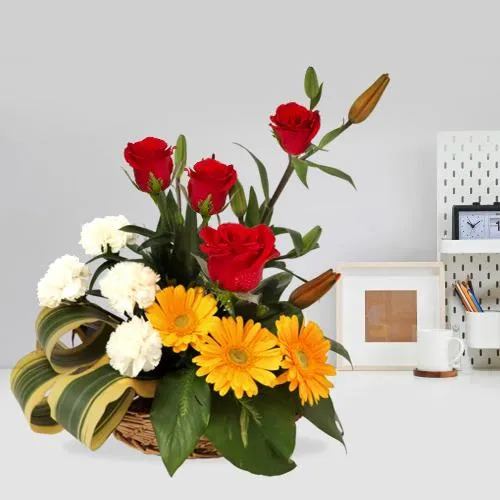 Online Assorted Flowers Basket 