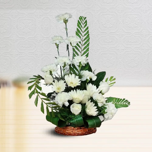 Order Mixed Flowers in a Bamboo Pot with Assorted Cadbury Chocolates