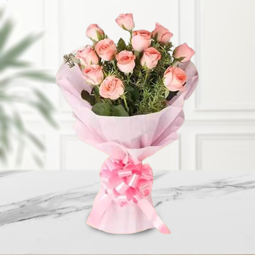 Deliver Pink Roses Bouquet Online