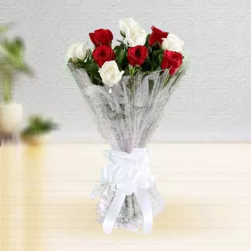 Charming 40 Red and White Roses Big Arrangement