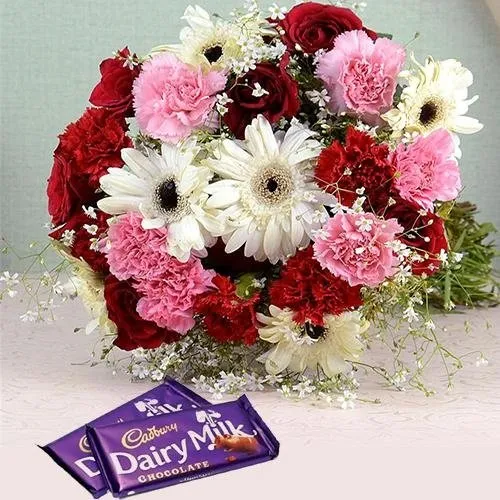 Deliver Blossoming Olio with 2 Dairy Milk Chocolates for Mom 
