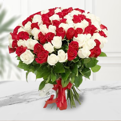 Order for Red N White Roses Premium Bouquet