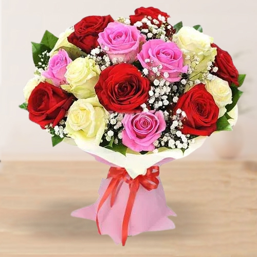 Deliver Enchanting Mixed Roses Premium Bouquet