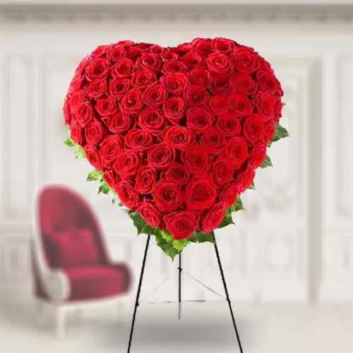 Send for Heart Shaped Red Rose Bouquet