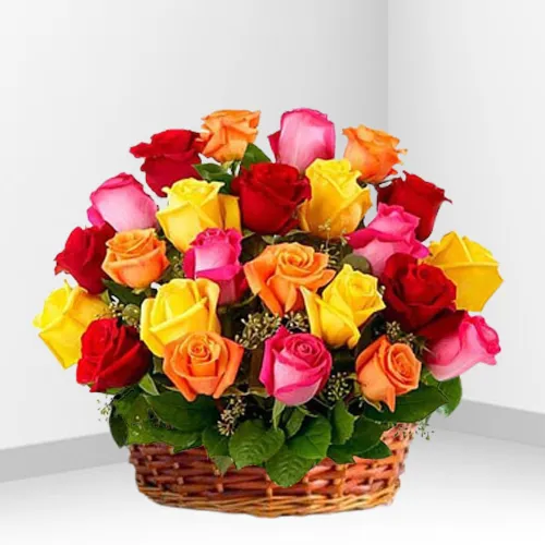Buy Colorful Roses Collection in Basket 