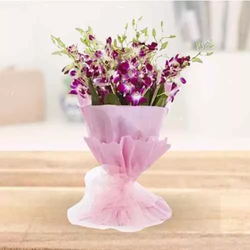 Sending Purple Orchid Stems Bunch Online
