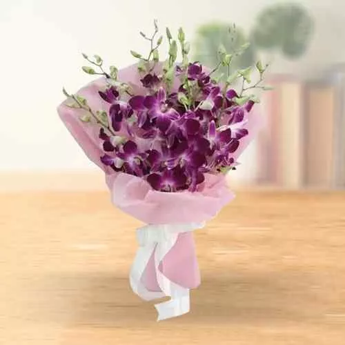 Deliver Purple Orchids Bouquet Online
