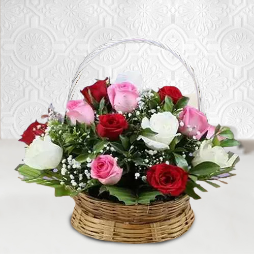 Order Charming Pink N Red Roses Basket