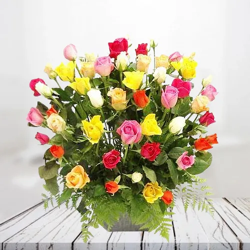Send for Collection of Mixed Roses in a Basket