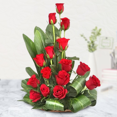 Order Premium Arrangement of Red Roses Basket 