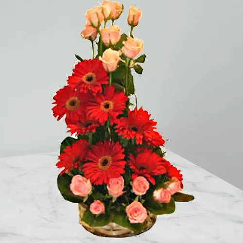 Wonderful Roses and Gerberas Arrangement