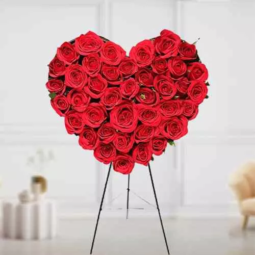 Exclusive Heart Shape Arrangement of 100 Red Roses