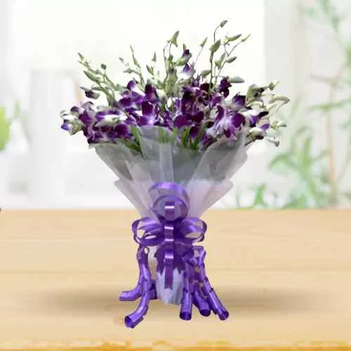 Order for Bouquet of Blue Color Orchids