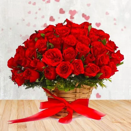 Order Gorgeous Selection ofRed Roses with White Fillers