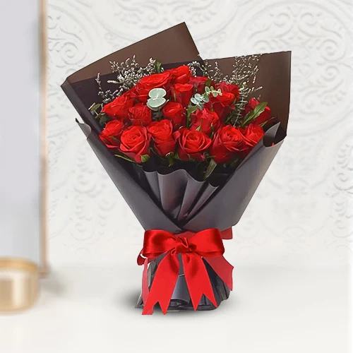 magnificent pair of artificial red roses with heart shape chocolates n card  Delivery in Pune - PuneOnlineFlorists