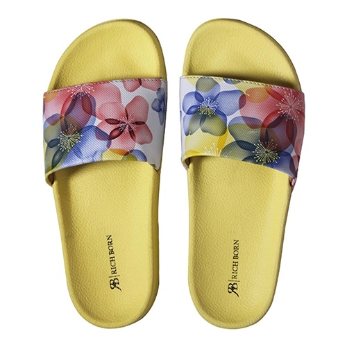 Womens Sliders with Chic Floral Strap