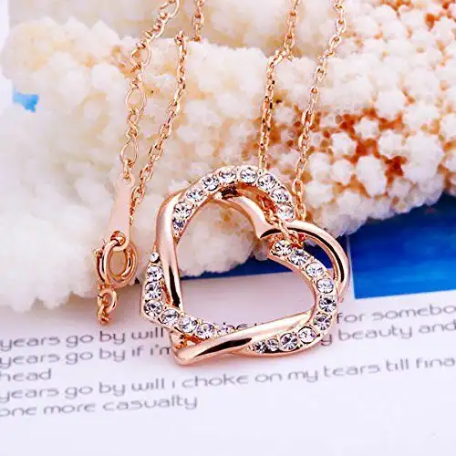 Elegant Hearts in Love Rose Gold Pendant Necklace