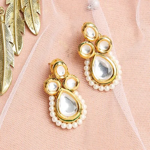 Luminous Kundan Drop Studs