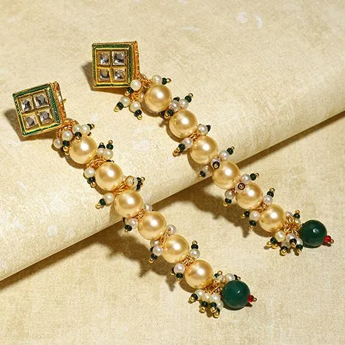 Radiant Kundan   Pearl Earrings