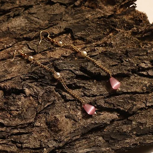 Radiant Pink Gold Glam Earrings