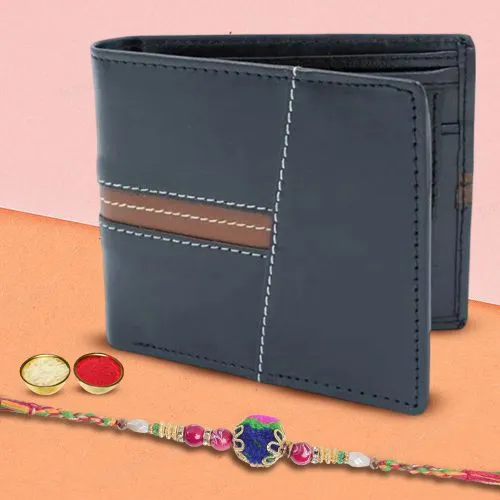 Rakhi Celebration Combo  Rakhi with Leather Wallet