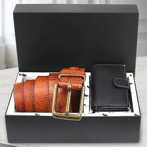 Lovely Hide and Skin Mens Leather Card Holder and Belt