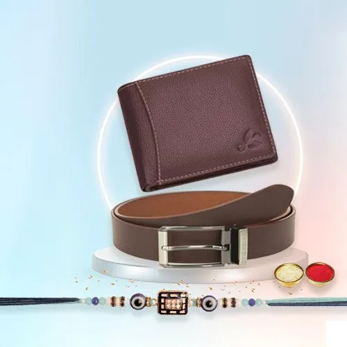 Fashionable Hornbull Leather Wallet N Belt Gift Set for Men