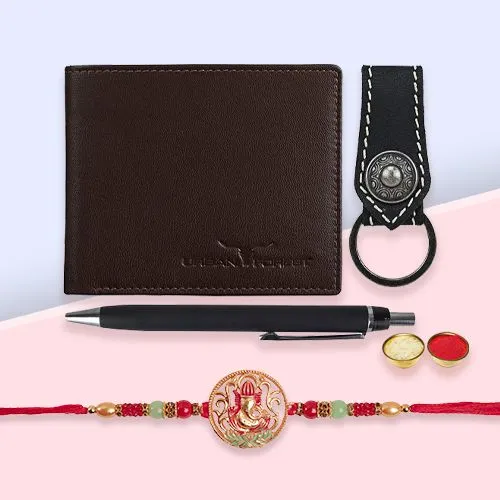 Ganesha Rakhi with Chic Leather Combo