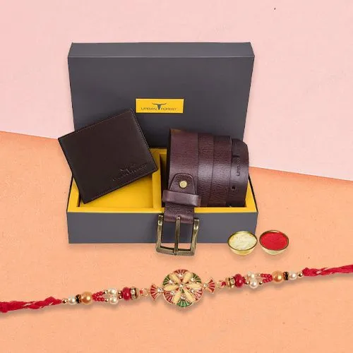 Kundan Rakhi  N  Sophisticated Leather Set