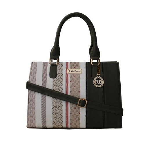 Lovely Vanity Bag in Striped N Plain Combination