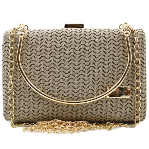 Wonderful Metal Frame Golden Vanity Bag for Her