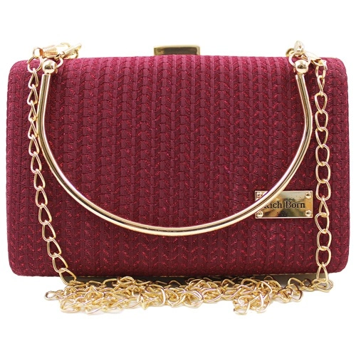 Classy Metal Frame Ladies Vanity Bag in Red